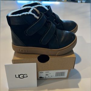 UGG Toddler Rennon II Winter Sneaker Boots Black Size 9 Leather Suede
